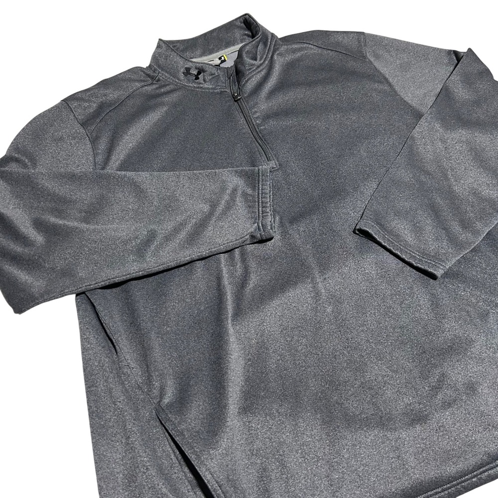 Under Armour 1/4 Zip Pullover Mens XXL Gray Loose Fit Long Sleeve Logo
